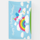 Banderoles Unicorns & Rainbows Mignonne 1er anniversaire Thèm (Vertical)
