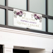 Banderoles Unique rose violet Floral Quinceañera Affiche de b (Bâtiment extérieur)