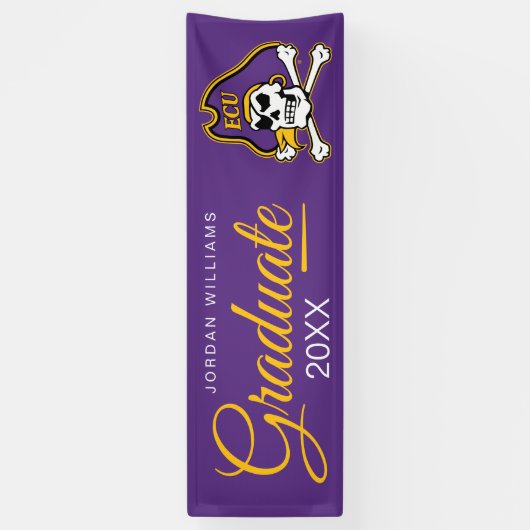 Banderoles Université de Caroline de l'Est | Pirates écus (Vertical)