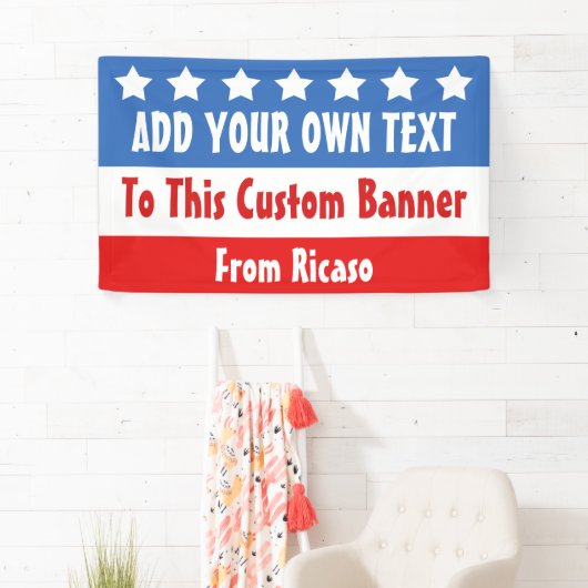 Banderoles USA Election Rouge Blanc Bleu Personnalisable (En situation)