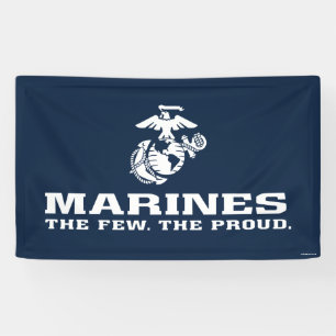 Banderoles USMC Les rares Logo Fiers Empilés - Blanc