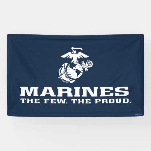 Banderoles USMC Les rares Logo Fiers Empilés - Blanc (Horizontal)