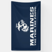 Banderoles USMC Les rares Logo Fiers Empilés - Blanc (Vertical)