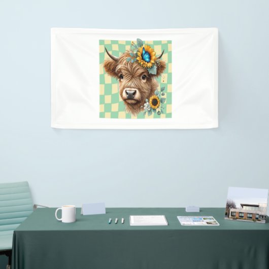 Banderoles Vache de tournesol, Vache de joli Highland (Salon professionnel)