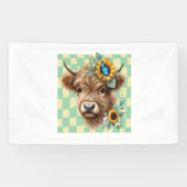 Banderoles Vache de tournesol, Vache de joli Highland (Horizontal)