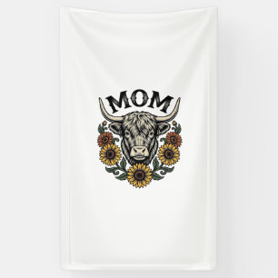 Banderoles Vache des Highlands Maman Tournesol Vintage Design