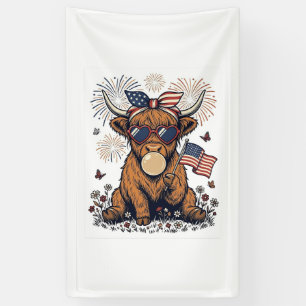 Banderoles Vache des Highlands patriotique Bubblegum Gravure