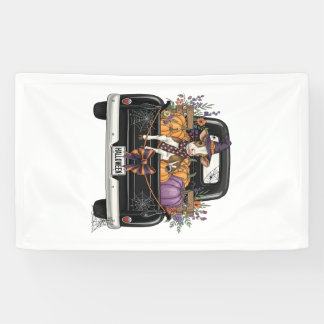 Banderoles Vache Highland Halloween avec camion