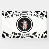 Banderoles Vache noire et blanche Imprimer Premier anniversai (Horizontal)