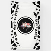 Banderoles Vache noire et blanche Imprimer Premier anniversai (Vertical)