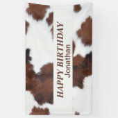 Banderoles vache peau brun JOYEUX ANNIVERSAIRE (Vertical)