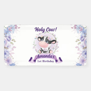 Banderoles Vache sacrée florale fête de 1er anniversaire