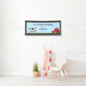 Banderoles Vaches mûres personnalisées Baby shower noir blanc (En situation)