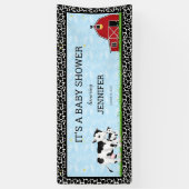Banderoles Vaches mûres personnalisées Baby shower noir blanc (Vertical)