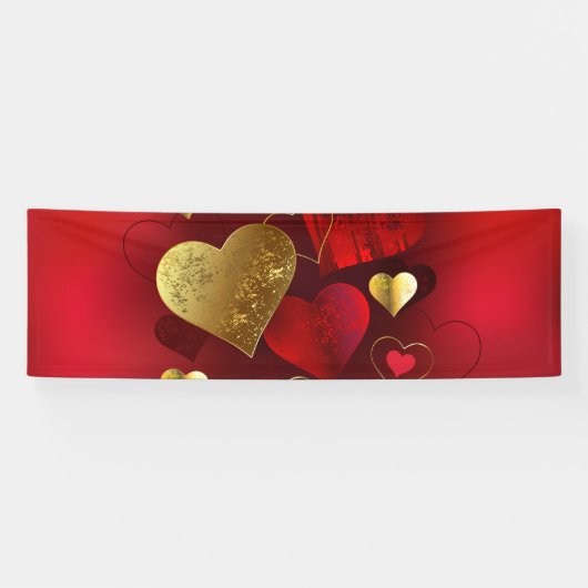 Banderoles Valentines dorées et rouges (Horizontal)