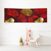 Banderoles Valentines dorées et rouges (Insitu)