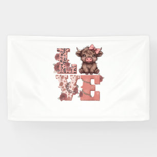 Banderoles Valentines Highland Cow Love Shirt Cow Lover Girls