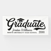 Banderoles Varsity Diplômé Classique Noir Blanc (Horizontal)