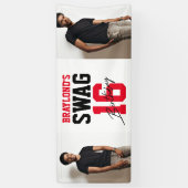 Banderoles Varsity Style Rouge Swag 16 Anniversaire (Vertical)