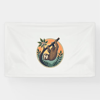 Banderoles Vecteur de paresseux vintage Badge rétro faune 2