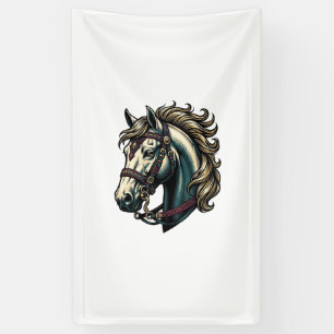 Banderoles Vecteur de tête de cheval de gravure vintage
