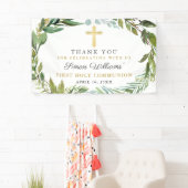 Banderoles Végétal Wreath Premier Merci de communion sainte (En situation)