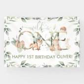 Banderoles Végétation Bois Animaux Sauvages Un Anniversaire B (Horizontal)