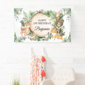 Banderoles Végétation Forêt Boisée Animaux Joyeux Anniversair (En situation)