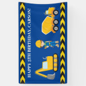 Banderoles Véhicule de construction sur mesure garçons heureu (Vertical)