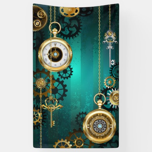 Banderoles Veille bijoux Steampunk sur un Arrière - plan vert (Vertical)
