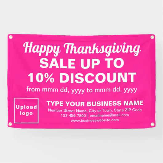 Banderoles Vente d'action de grâces sur rectangle rose (Horizontal)