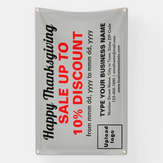 Banderoles Vente d'action de grâces sur un rectangle gris (Verticale)