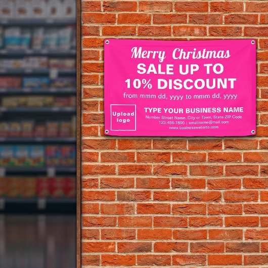 Banderoles Vente de Noël Business Pink Rectangle 4’ x 2,5’