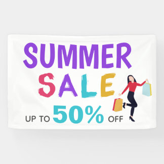Banderoles Vente d'été colorée Lady Shopping