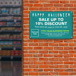 Banderoles Vente d'Halloween d'affaires sur un rectangle vert