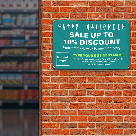 Banderoles Vente d'Halloween d'affaires sur un rectangle vert