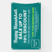 Banderoles Vente Hanoukka d'entreprise sur un rectangle vert  (Verticale)