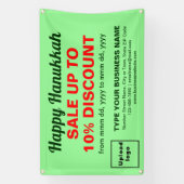 Banderoles Vente Hanoukka d'entreprise sur un rectangle vert (Verticale)