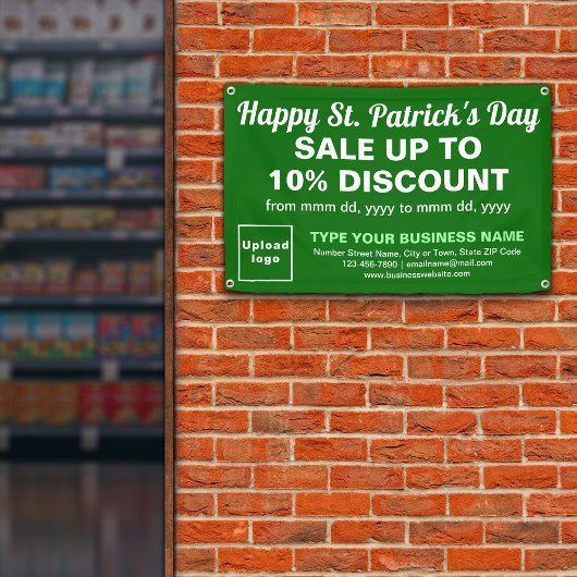 Banderoles Vente Saint Patrick Entreprise sur Rectangle Vert