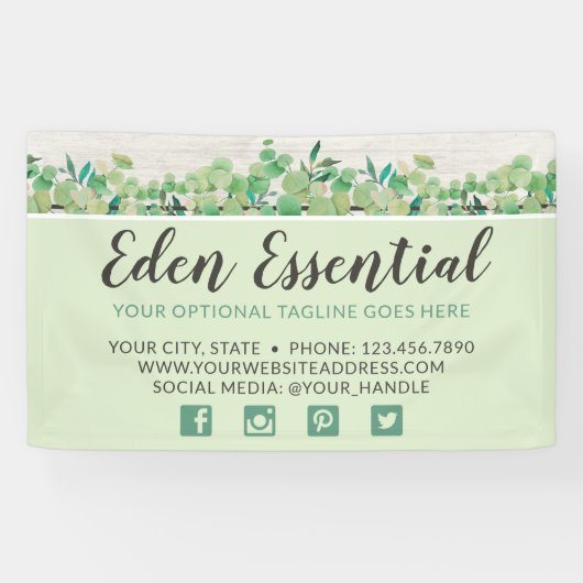 Banderoles Verdure botanique Eucalyptus & Bois Rustique Eco (Horizontal)