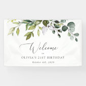 Banderoles Verdure, Eucalyptus Feuilles, Anniversaire Bienven (Horizontal)