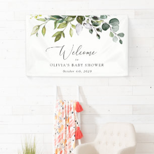 Banderoles Verdure, Eucalyptus Feuilles, Baby shower Bienvenu