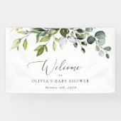 Banderoles Verdure, Eucalyptus Feuilles, Baby shower Bienvenu (Horizontal)
