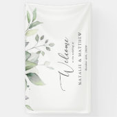 Banderoles Verdure, Eucalyptus Feuilles, Mariage Bienvenue (Vertical)