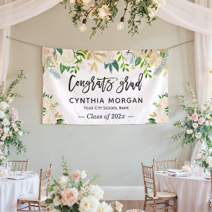 Banderoles Verdure Or d'ivoire Floral Graduate Graduate