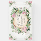 Banderoles Verdure rustique Dusty Baby shower floral rose (Vertical)