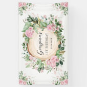 Banderoles Verdure rustique Dusty Rose Floral Girls Anniversa (Vertical)