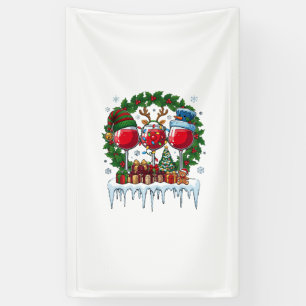 Banderoles Verres à vin rouge de Noël Couronne de houx Bonhom