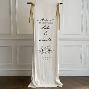 Banderoles Verres de Champagne de Mariage Dessinés à la Main