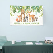 Banderoles Vert chic Bois Animaux Bienvenue Contexte (Salon professionnel)